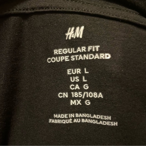 Men’s Regular Fit V Neck T Shirt Black H&M - Picture 5 of 6